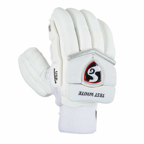 Test White Cricket Batting Gloves - SG